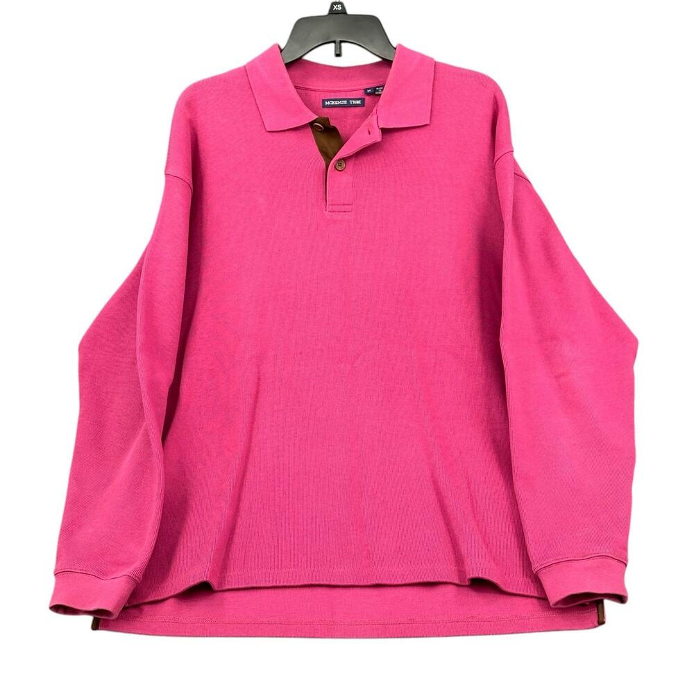 Mckenzie Tribe Shirt Mens Medium Purple Polo Long Sleeves 100% Cotton Pullover‎